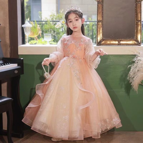 Embroidered lace princess dress for girls aged 6-9-154 - Image 3